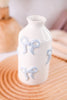 White Ceramic Bud Vase With Blue Bow Pattern - Whiskey Skies - MUD PIE