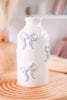White Ceramic Bud Vase With Blue Bow Pattern - Whiskey Skies - MUD PIE