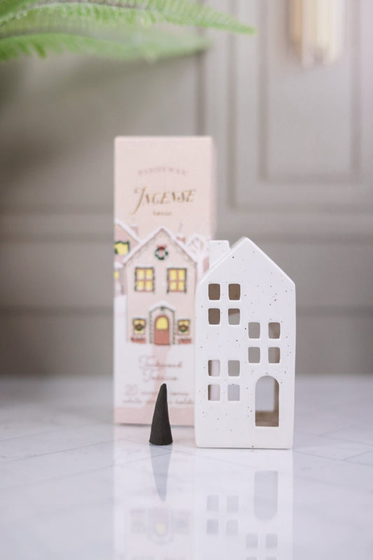 White Ceramic Incense House - Whiskey Skies - PADDYWAX