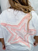 White & Coral Mineral Washed Star Patch Short Sleeve Top - Whiskey Skies - BLUEVELVET