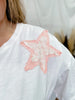 White & Coral Mineral Washed Star Patch Short Sleeve Top - Whiskey Skies - BLUEVELVET