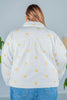White Daisy Embroidered Wide Sleeve Denim Jacket - Whiskey Skies - DAVI & DANI