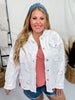 White Floral Embroidered Distressed Denim Jacket - Whiskey Skies - SEW IN LOVE