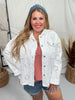 White Floral Embroidered Distressed Denim Jacket - Whiskey Skies - SEW IN LOVE