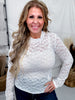 White Floral Lace Top With Rhinestone Accents - Whiskey Skies - WHITE BIRCH