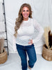 White Floral Lace Top With Rhinestone Accents - Whiskey Skies - WHITE BIRCH