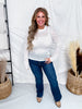 White Floral Lace Top With Rhinestone Accents - Whiskey Skies - WHITE BIRCH
