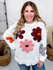 White Floral Warm Fall Floral Stitched Sweater - Whiskey Skies - KATYDID