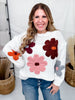 White Floral Warm Fall Floral Stitched Sweater - Whiskey Skies - KATYDID