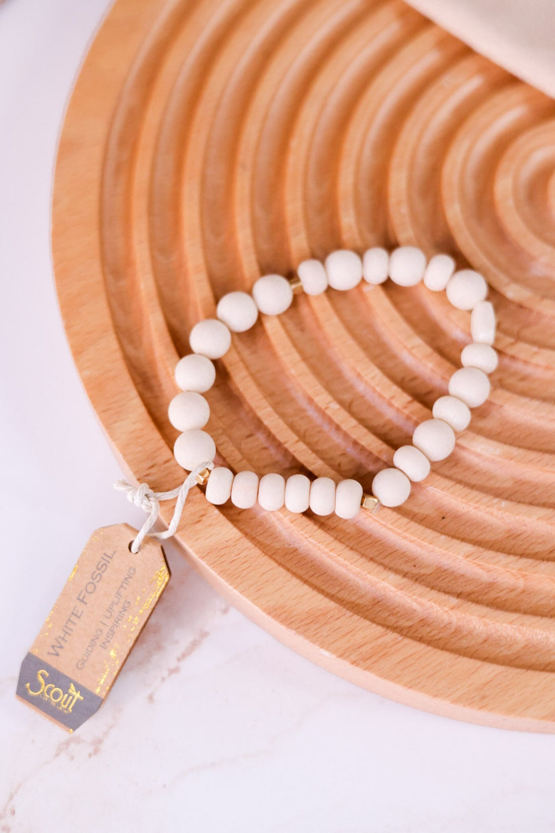 White Fossil Stone Stacking Bracelet - Whiskey Skies - SCOUT CURATED WEARS