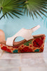 White Freddie Wedges with Floral Cork Heel - Whiskey Skies - CORKYS FOOTWEAR