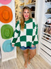 White & Green Checkered Pattern Pullover Sweater - Whiskey Skies - ODDI