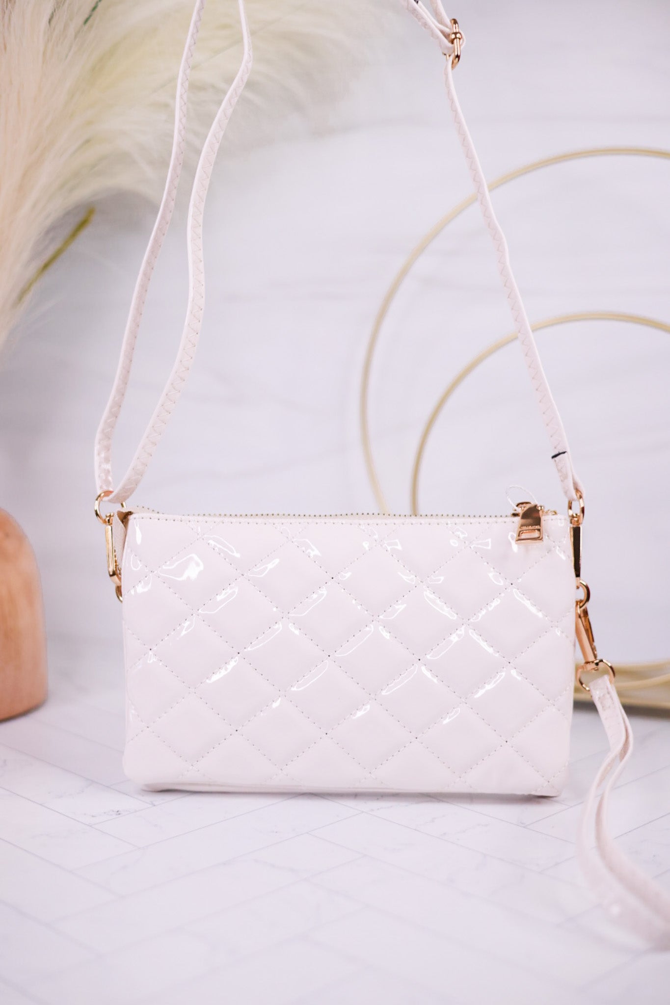 White High Gloss Riley Crossbody Bag - Whiskey Skies - JEN & CO