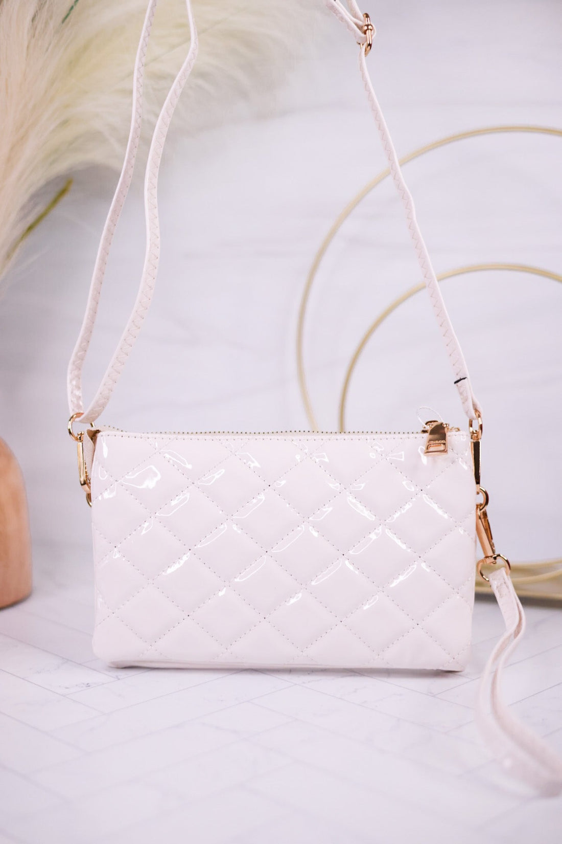 White High Gloss Riley Crossbody Bag - Whiskey Skies - JEN & CO