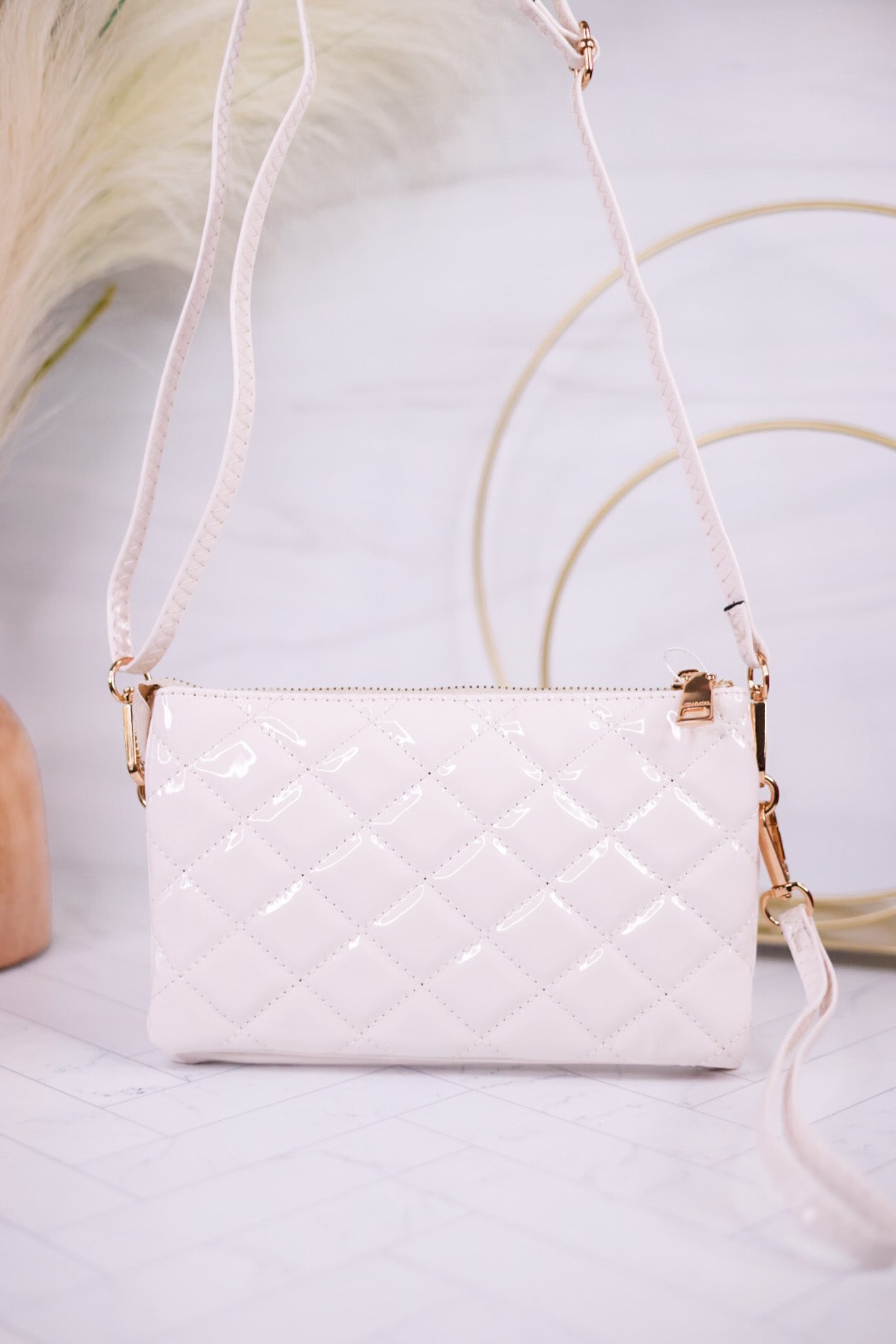 White High Gloss Riley Crossbody Bag - Whiskey Skies - JEN & CO