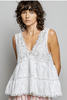 White Lace Trim Deep V - Neck Tank Top - Whiskey Skies - POL CLOTHING INC.