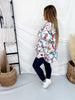 White Linen Button Down Top With Artistic Food Print - Whiskey Skies - EASEL
