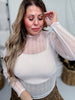 White Mesh Turtleneck Dot Matrix Top - Whiskey Skies - DAVI & DANI