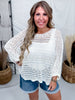 White Open Knit Cover Up With Dolman Sleeves - Whiskey Skies - COZY CO