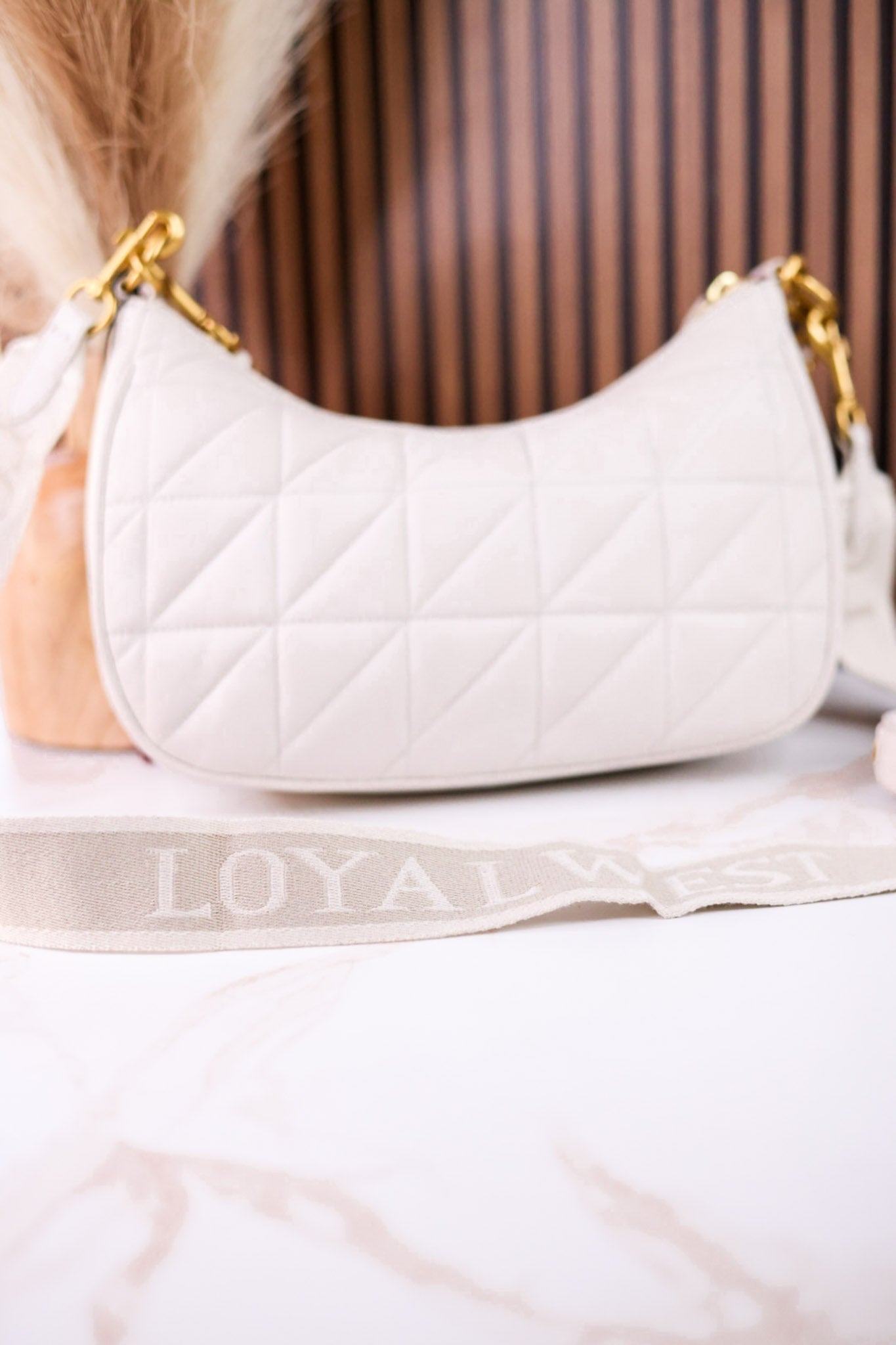White Quilted Nappa Leather Bag - Whiskey Skies - MYRA BAGS