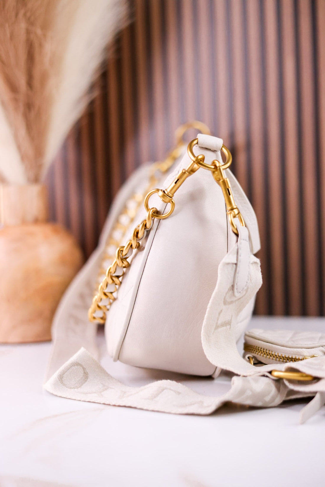 White Quilted Nappa Leather Bag - Whiskey Skies - MYRA BAGS