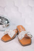 White Rhinestone Bow Sandals - Whiskey Skies - VERY G