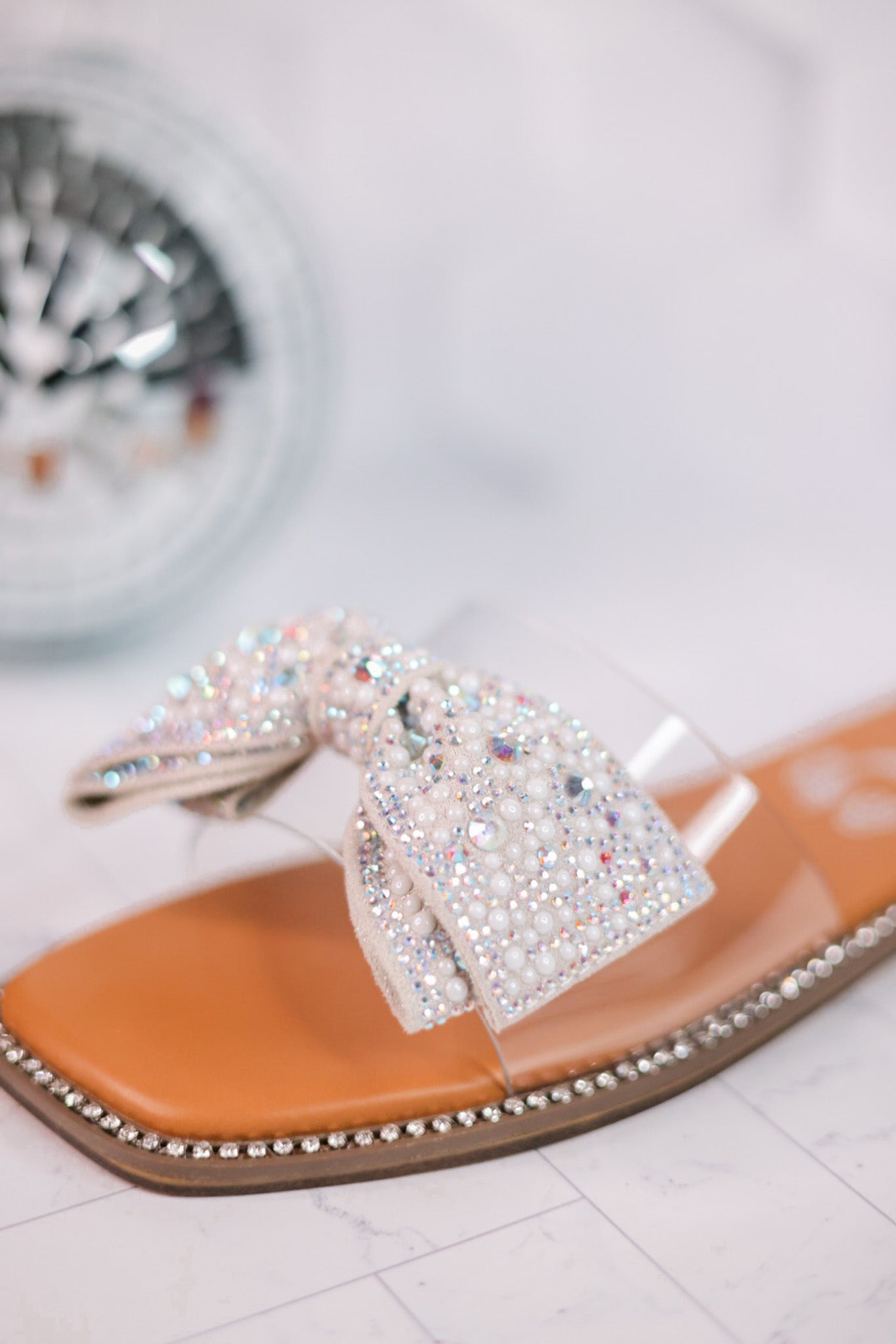 Sparkly bow flip flops on sale