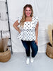 White Ruffle Sleeve Blouse W/ Polka Dot Print - Whiskey Skies - ODDI