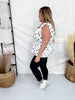White Ruffle Sleeve Blouse W/ Polka Dot Print - Whiskey Skies - ODDI