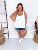 White Scoop Neck Tank Top - Whiskey Skies - WHITE BIRCH