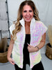 White Sequin Sleeveless Puffer Vest - Whiskey Skies - SOUTHERN GRACE