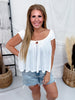 White Short Sleeve Swing Top With Tie Front - Whiskey Skies - STITCH & CO.