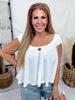 White Short Sleeve Swing Top With Tie Front - Whiskey Skies - STITCH & CO.