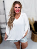 White V - Neck Top with Angel Sleeves - Whiskey Skies - SEW IN LOVE