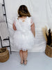 White V - Neck Tulle Tiered Sleeveless Dress - Whiskey Skies - WHITE BIRCH