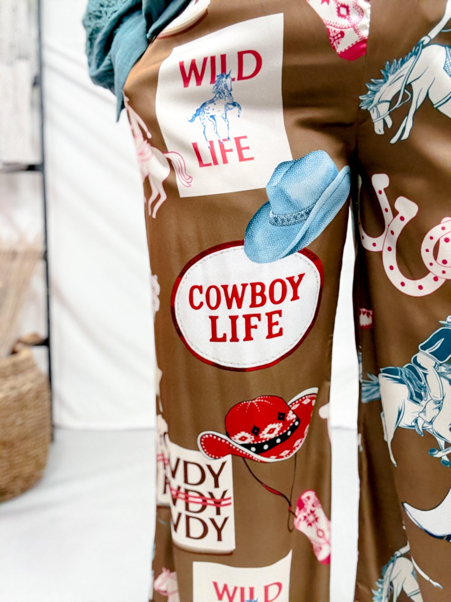 Wide Leg Cowboy Party Pants In Mocha - Whiskey Skies - JADE BY JANE