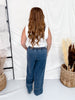 Wide Leg Drawstring Waist Pants With Floral Appliques - Whiskey Skies - HEIMISH
