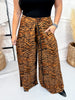 Wide Leg Tiger Print Lounge Pants - Whiskey Skies - JADE BY JANE
