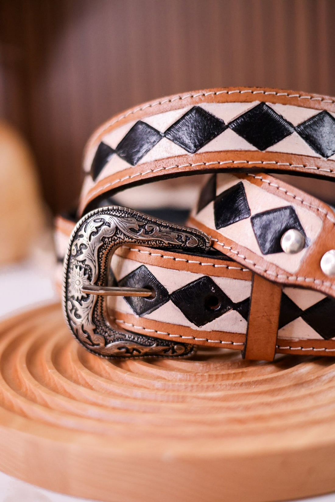 Wild West Checkered Leather Purse Strap - Whiskey Skies - COUNTRYSIDE CO.