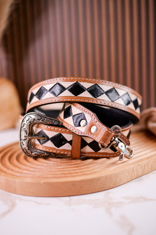 Wild West Checkered Leather Purse Strap - Whiskey Skies - COUNTRYSIDE CO.