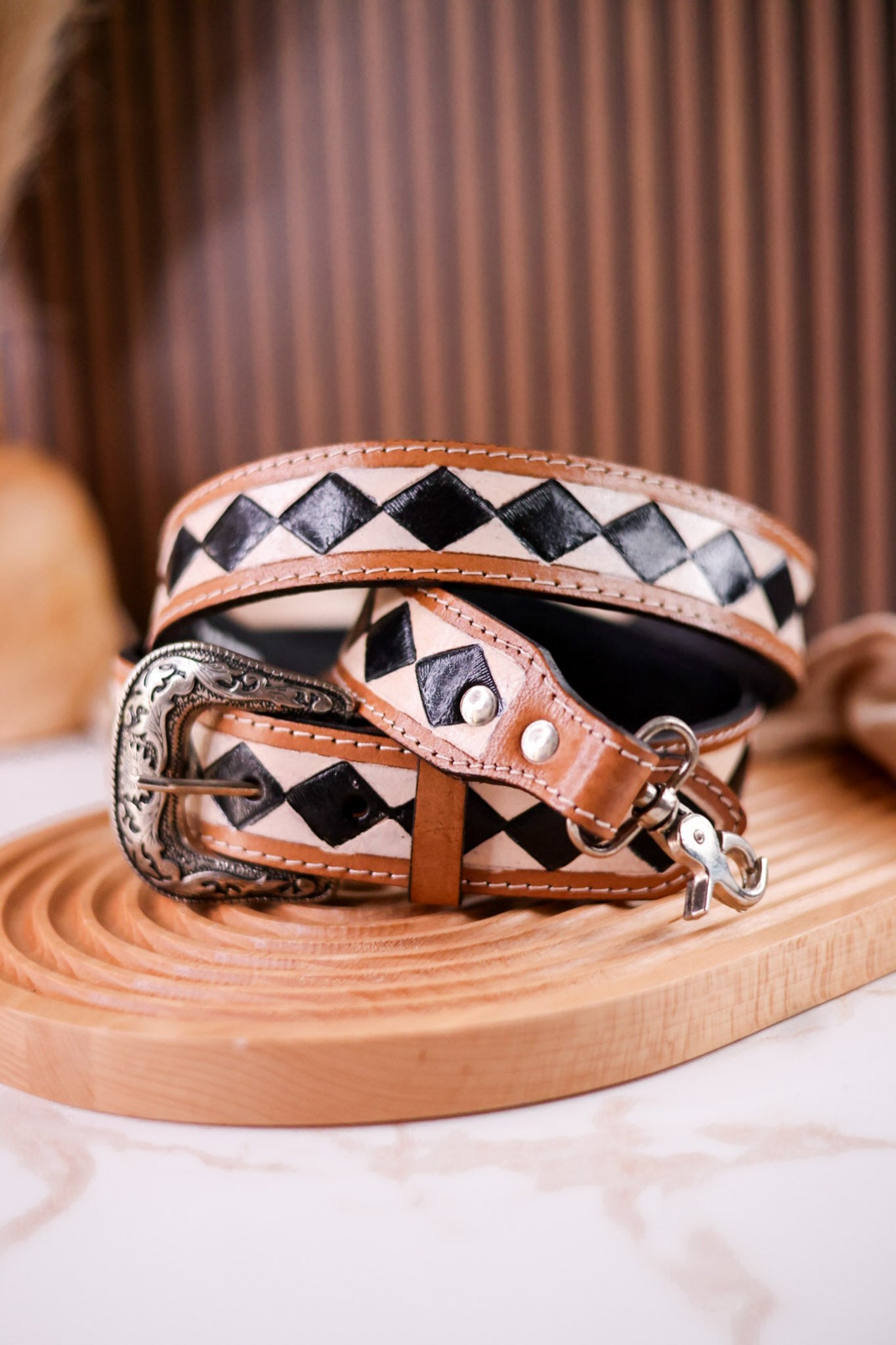 Wild West Checkered Leather Purse Strap - Whiskey Skies - COUNTRYSIDE CO.