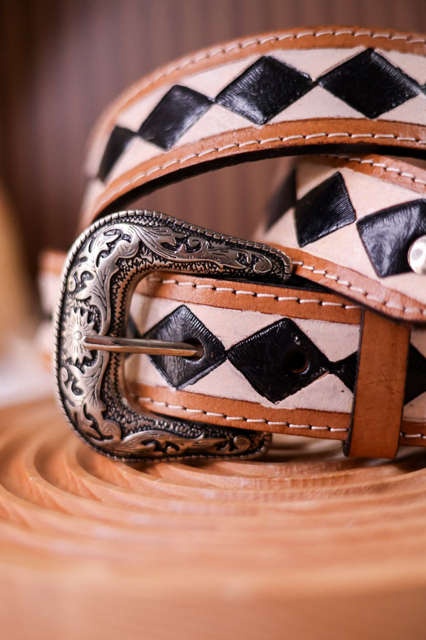 Wild West Checkered Leather Purse Strap - Whiskey Skies - COUNTRYSIDE CO.