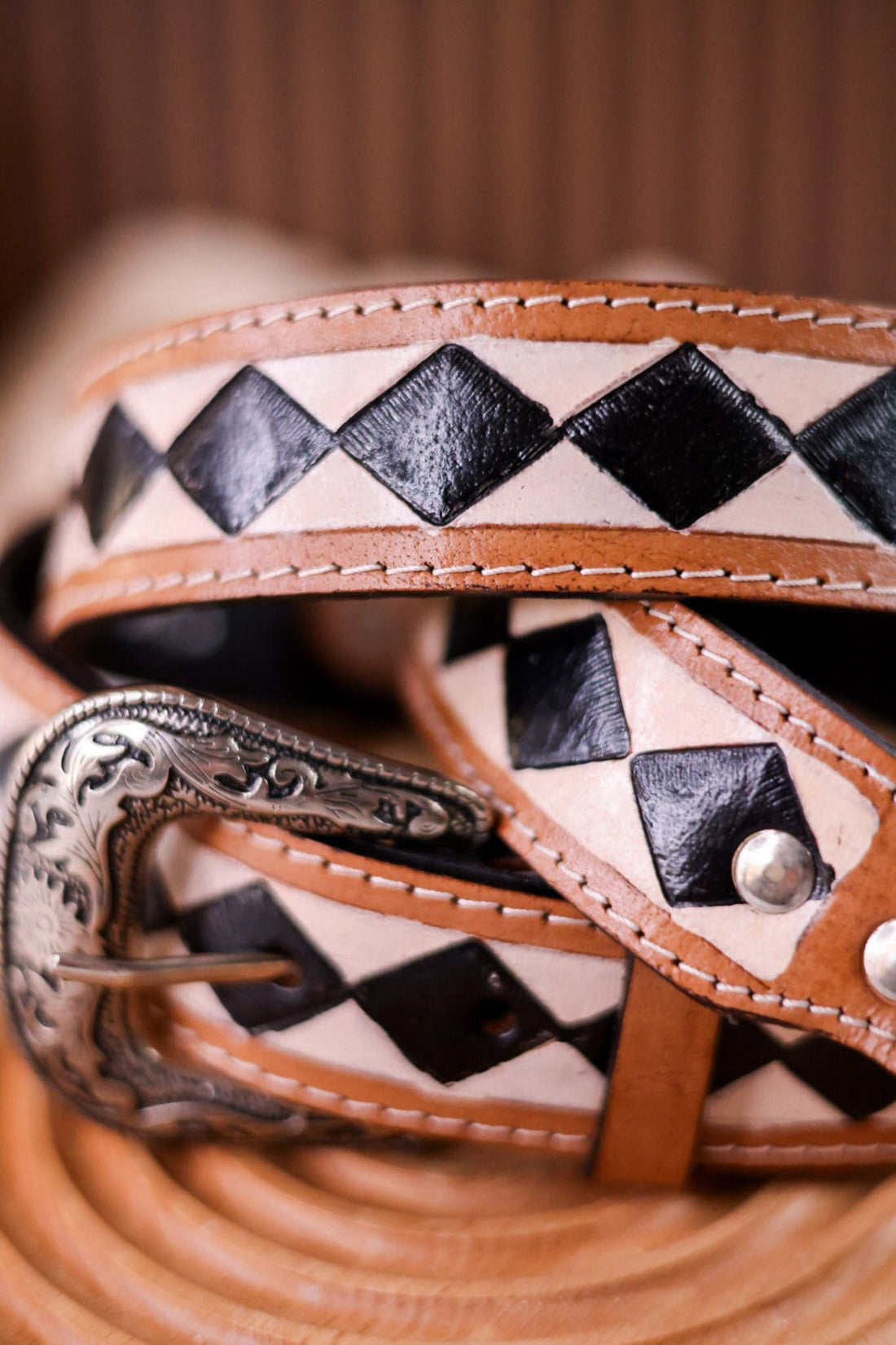 Wild West Checkered Leather Purse Strap - Whiskey Skies - COUNTRYSIDE CO.