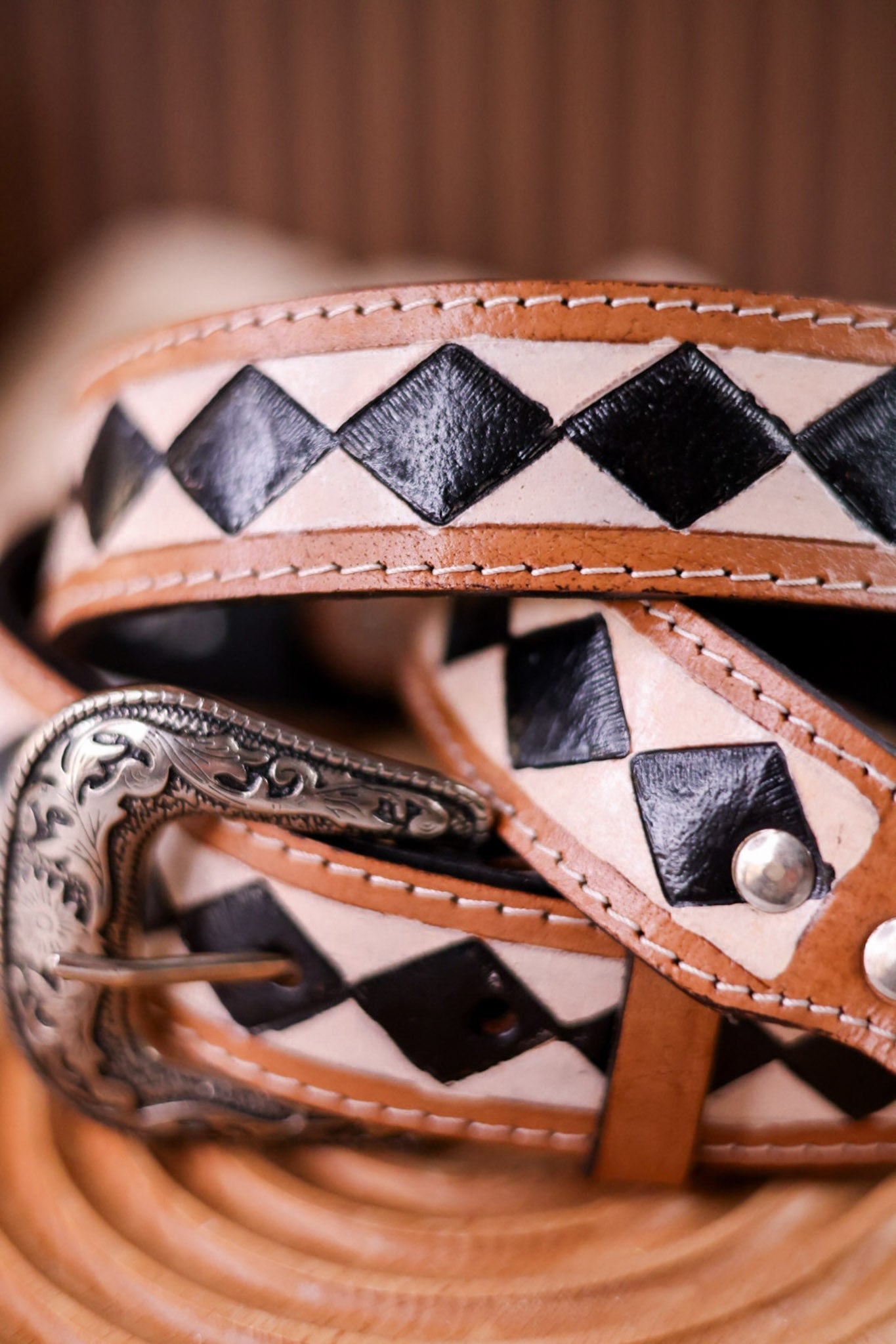 Wild West Checkered Leather Purse Strap - Whiskey Skies - COUNTRYSIDE CO.