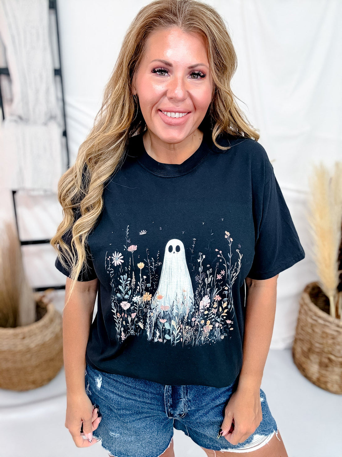 Wildflower Ghost Short Sleeve Graphic Tee - Whiskey Skies - GLAIME