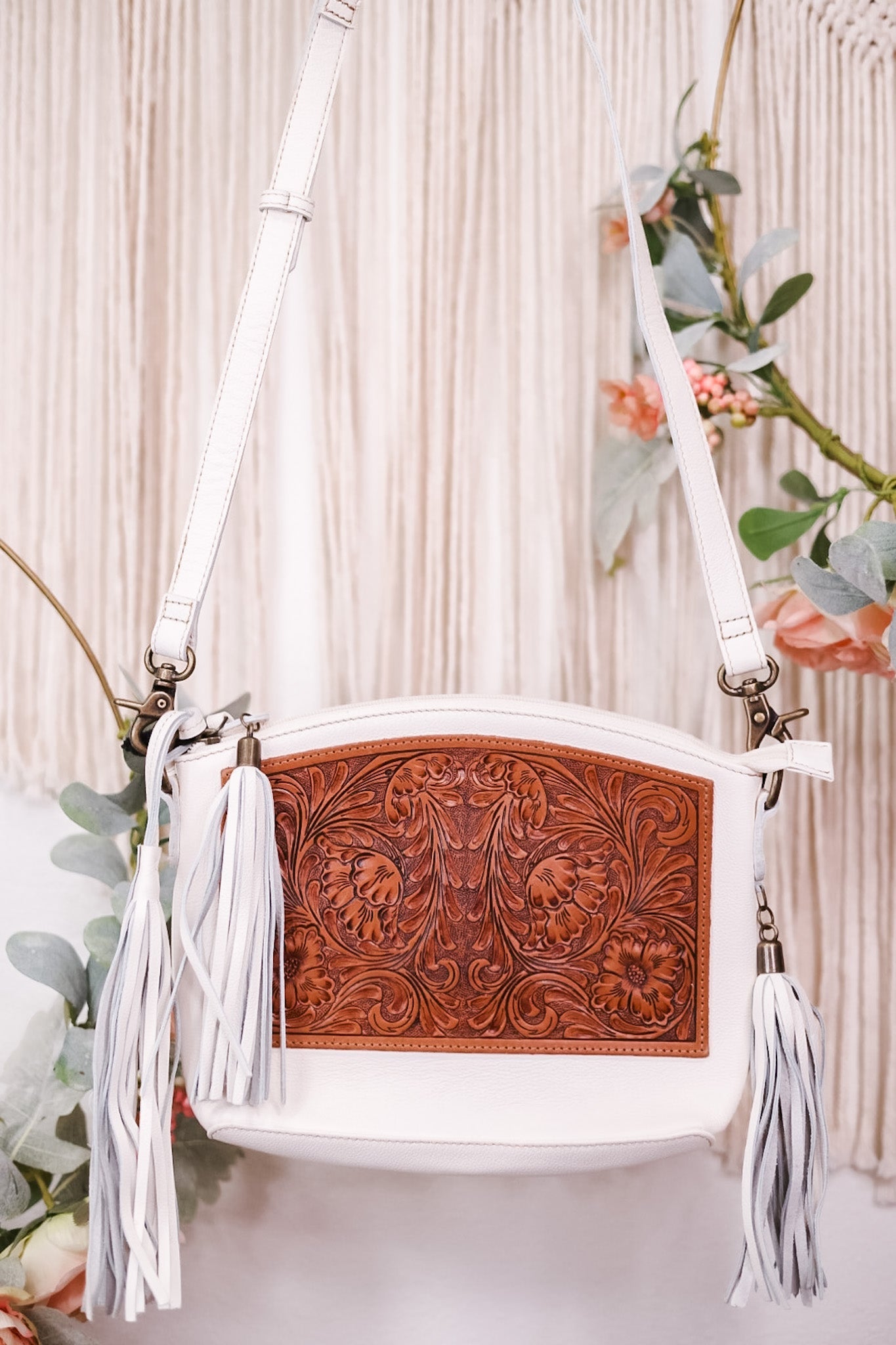 Wind Spirit Hand Tooled Bag - Whiskey Skies - KHEMCHAND HANDICRAFT