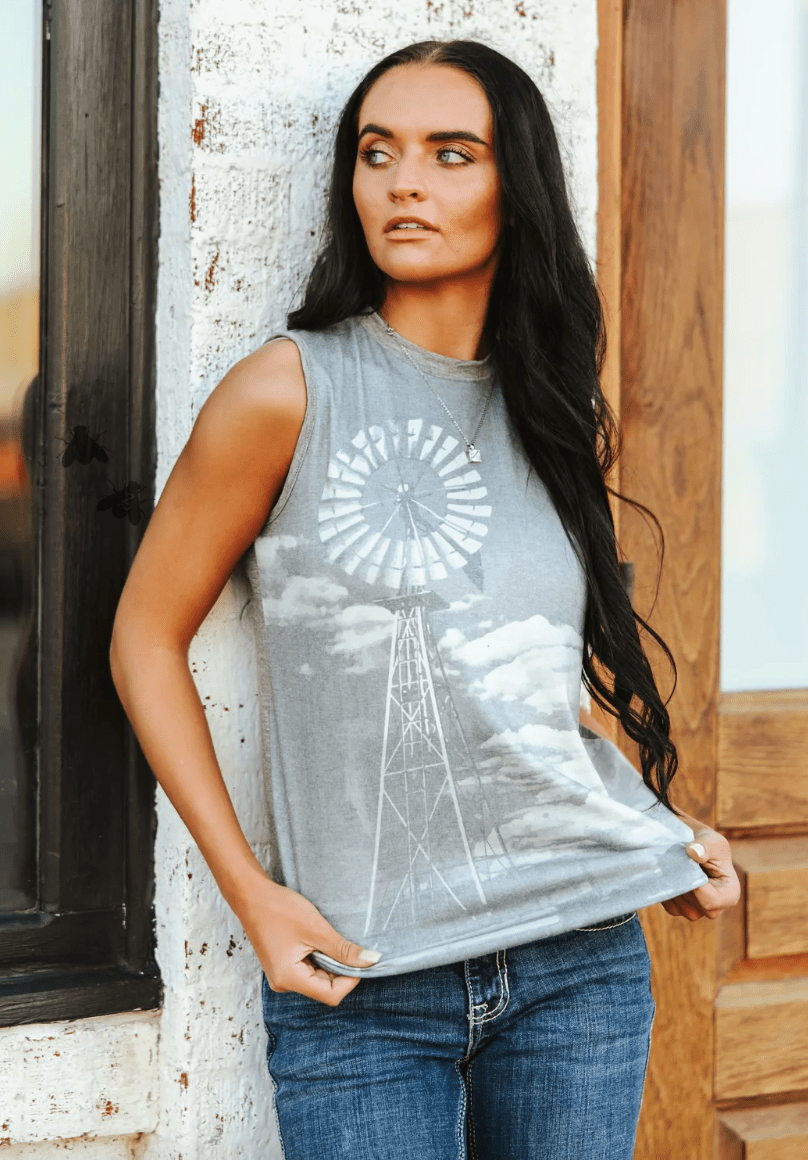 Windmill Ranch Graphic Tank Top - Whiskey Skies - 2 FLY CO.