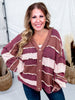 Wine, Blush, & Mauve Washed Color Block & Patchwork Cardigan - Whiskey Skies - OLI & HALI