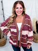 Wine, Blush, & Mauve Washed Color Block & Patchwork Cardigan - Whiskey Skies - OLI & HALI