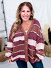 Wine, Blush, & Mauve Washed Color Block & Patchwork Cardigan - Whiskey Skies - OLI & HALI